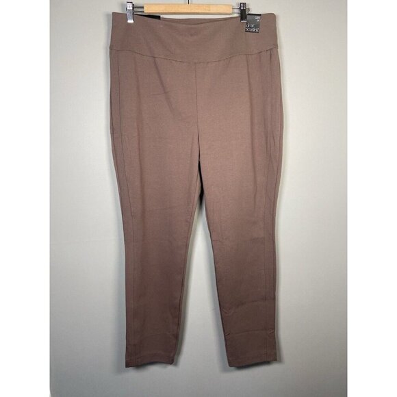 Dear Scarlett Magic Straight Leg Pants Taupe Brown Stretch Office Minimalist 2X - Picture 1 of 13